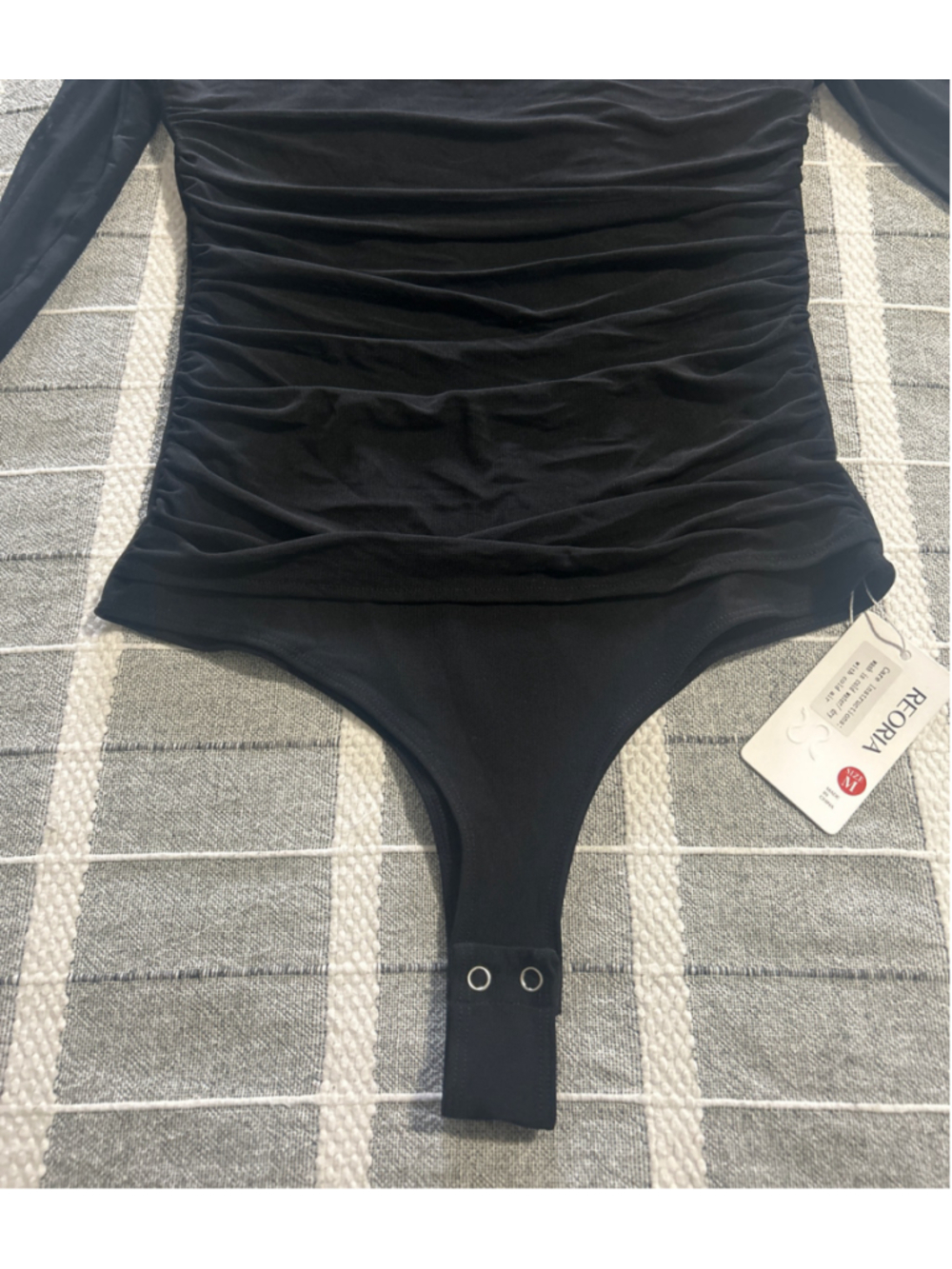 Women's Black Mesh Mock Neck Bodysuit Size M - Picture 6 of 7
